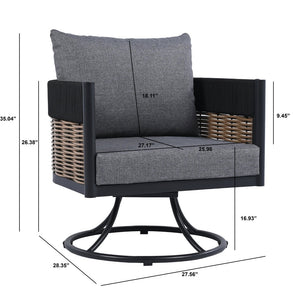Safavieh HARRISON Swivel Chair - Modern Outdoor Seating with Weather-Resistant Foam and Stylish Design Black / Grey PAT7743B