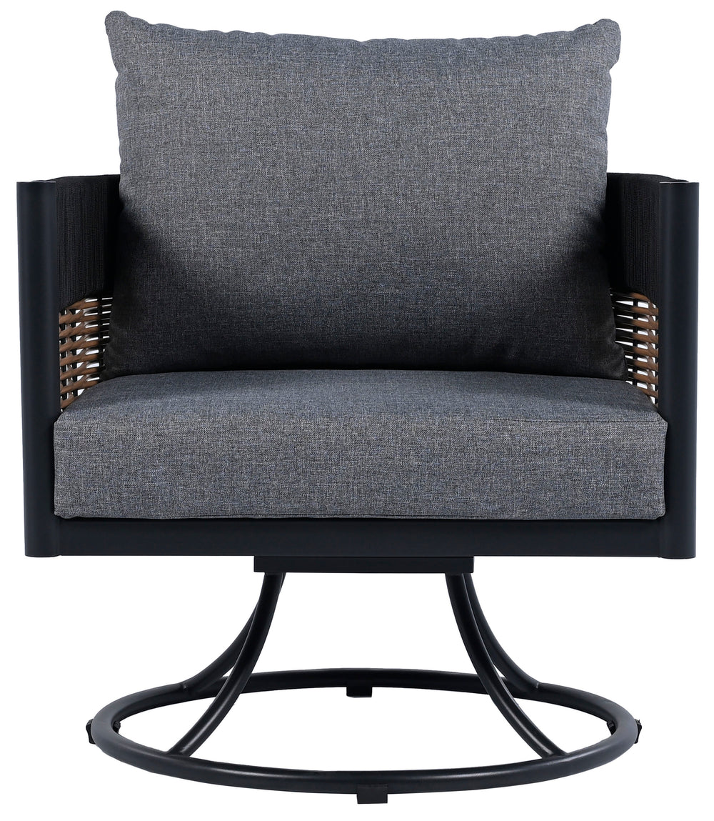 Safavieh Harrison Swivel Chair - Elegant Outdoor Seating With Woven Rattan And Soft Foam Cushions For Comfort Black ,Grey  Pat7743b