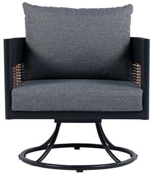 Safavieh Harrison Swivel Chair - Elegant Outdoor Seating With Woven Rattan And Soft Foam Cushions For Comfort Black ,Grey  Pat7743b