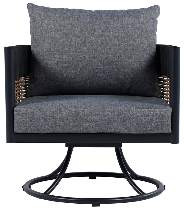 Safavieh Harrison Swivel Chair - Elegant Outdoor Seating With Woven Rattan And Soft Foam Cushions For Comfort Black ,Grey  Pat7743b