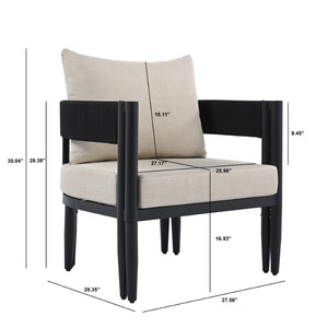 Safavieh VIOLA Outdoor Chair Set of 2 – Modern Weather-Resistant Seating for Patios, Decks, and Balconies Black / Taupe PAT7750A-SET2