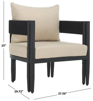 Safavieh Viola Outdoor Chair Set Of 2 - Stylish Comfort With Woven Backrest For Modern Patio Ambiance Black ,Taupe  Pat7750a-set2