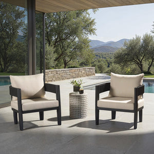 Safavieh VIOLA Outdoor Chair Set of 2 – Modern Weather-Resistant Seating for Patios, Decks, and Balconies Black / Taupe PAT7750A-SET2