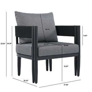 Safavieh VIOLA Outdoor Chair Set of 2 – Modern Weather-Resistant Seating for Patios, Decks, and Balconies Black / Grey PAT7750B-SET2