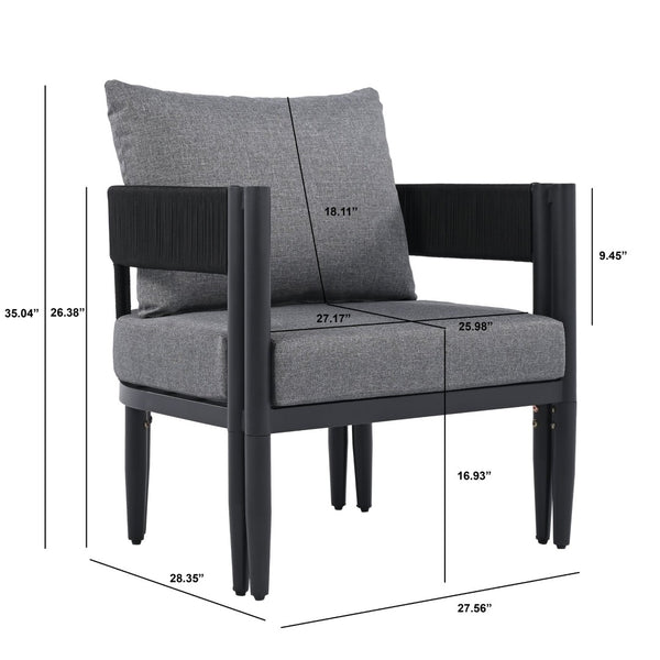Safavieh VIOLA Outdoor Chair Set of 2 – Modern Weather-Resistant Seating for Patios, Decks, and Balconies Black / Grey PAT7750B-SET2