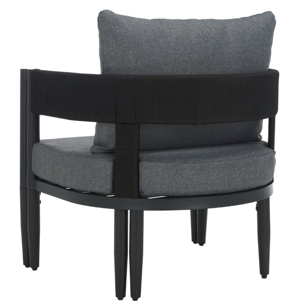 Safavieh Viola Outdoor Chair Set Of 2 - Stylish Comfort With Woven Backrest For Modern Patio Ambiance Black ,Grey  Pat7750b-set2