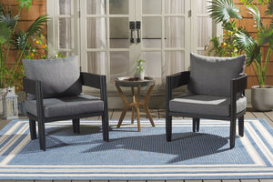Safavieh Viola Outdoor Chair Set Of 2 - Stylish Comfort With Woven Backrest For Modern Patio Ambiance Black ,Grey  Pat7750b-set2
