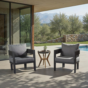 Safavieh VIOLA Outdoor Chair Set of 2 – Modern Weather-Resistant Seating for Patios, Decks, and Balconies Black / Grey PAT7750B-SET2