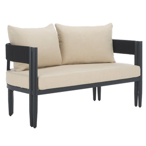 Safavieh Viola Outdoor Bench And Table - Elegant, Comfortable Furniture For Stylish Outdoor Living Spaces Black ,Taupe  Pat7751a