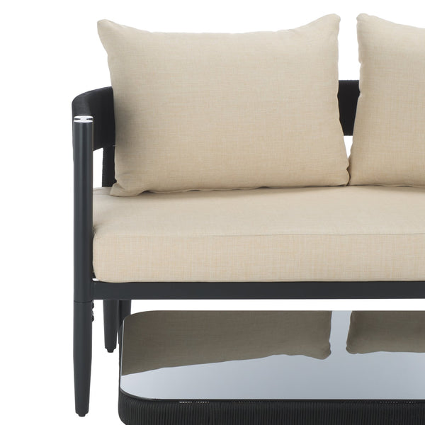 Safavieh Viola Outdoor Bench And Table - Elegant, Comfortable Furniture For Stylish Outdoor Living Spaces Black ,Taupe  Pat7751a