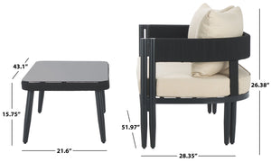 Safavieh Viola Outdoor Bench And Table - Elegant, Comfortable Furniture For Stylish Outdoor Living Spaces Black ,Taupe  Pat7751a