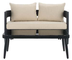 Safavieh Viola Outdoor Bench And Table - Elegant, Comfortable Furniture For Stylish Outdoor Living Spaces Black ,Taupe  Pat7751a