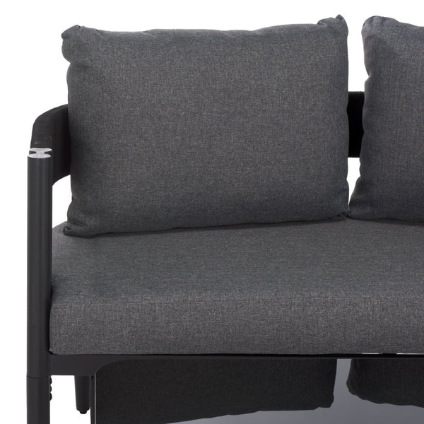 Safavieh VIOLA Outdoor Bench and Table Set - Elegant Weather-Resistant Design for Modern Patios and Gatherings Black / Grey PAT7751B