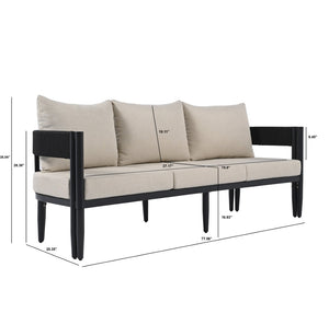 Safavieh VIOLA 3 Seater Sofa - Modern Outdoor Seating with Durable Frame, Weather-Resistant Comfort & Style Black / Taupe PAT7752A