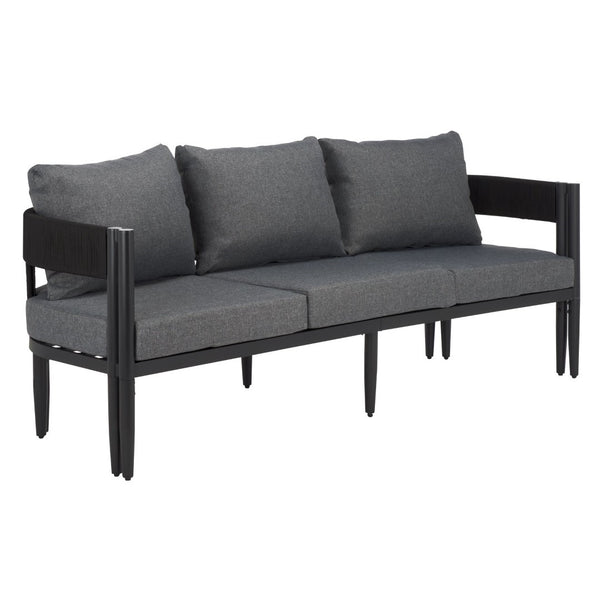Safavieh Viola 3 Seater Sofa - Luxurious Outdoor Comfort With Stylish Design For Relaxation And Durability Black ,Grey  Pat7752b