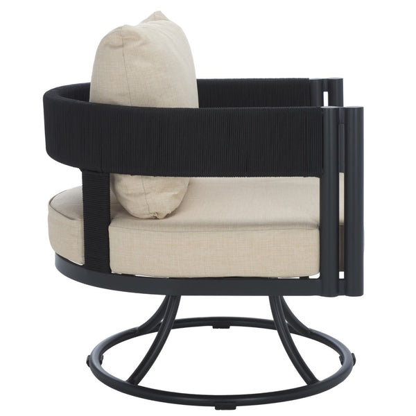 Safavieh Viola Swivel Chair – Elegant Outdoor Furniture For Relaxation, Comfort, And Timeless Style Black ,Taupe  Pat7753a