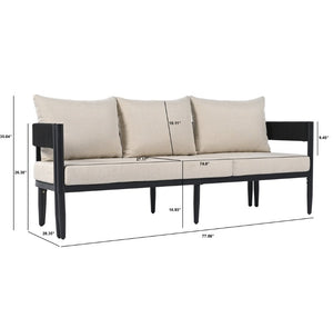 Safavieh Viola Outdoor Corner Sectional Steel Frame Rope Detail Fabric Cushion Urban Lounge Set PAT7754A-3BX