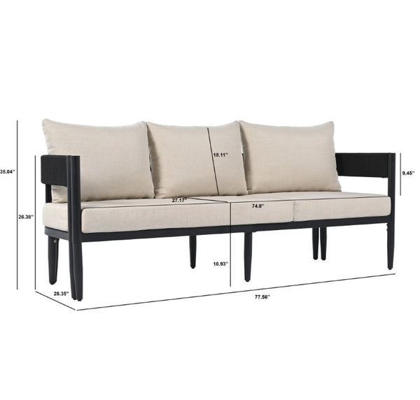 Safavieh Viola Outdoor Corner Sectional Steel Frame Rope Detail Fabric Cushion Urban Lounge Set PAT7754A-3BX