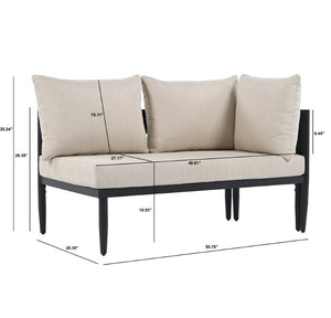 Safavieh Viola Outdoor Corner Sectional Steel Frame Rope Detail Fabric Cushion Urban Lounge Set PAT7754A-3BX