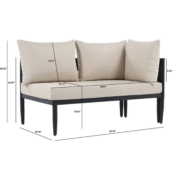 Safavieh Viola Outdoor Corner Sectional Steel Frame Rope Detail Fabric Cushion Urban Lounge Set PAT7754A-3BX