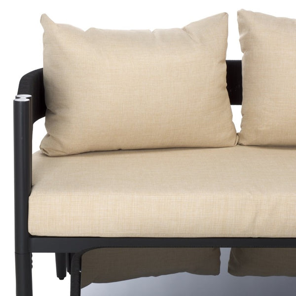 Safavieh Viola Outdoor Corner Sectional Steel Frame Rope Detail Fabric Cushion Urban Lounge Set PAT7754A-3BX