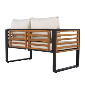 Safavieh Baker 4-piece Outdoor Living Set In Black & Taupe - Stylish Steel & Acacia Wood Retreat For Comfort Black ,Taupe Steel,Acacia,Fabric,Foam Pat7755a