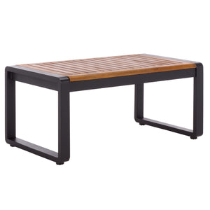 Safavieh Baker 4-piece Outdoor Living Set In Black & Taupe - Stylish Steel & Acacia Wood Retreat For Comfort Black ,Taupe Steel,Acacia,Fabric,Foam Pat7755a