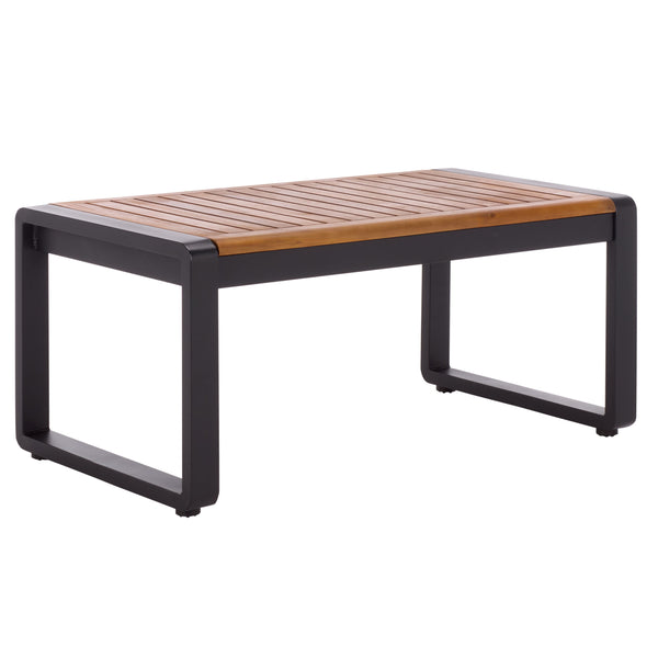 Safavieh Baker 4-piece Outdoor Living Set In Black & Taupe - Stylish Steel & Acacia Wood Retreat For Comfort Black ,Taupe Steel,Acacia,Fabric,Foam Pat7755a