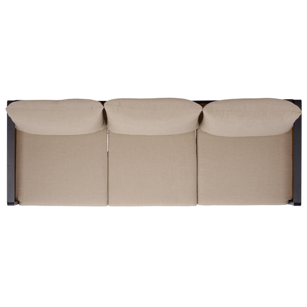 Safavieh Baker 3 Seater Sofa - Chic Black & Taupe Outdoor Elegance With Comfort And Durability For Your Space Black ,Taupe Steel,Acacia,Fabric,Foam Pat7756a