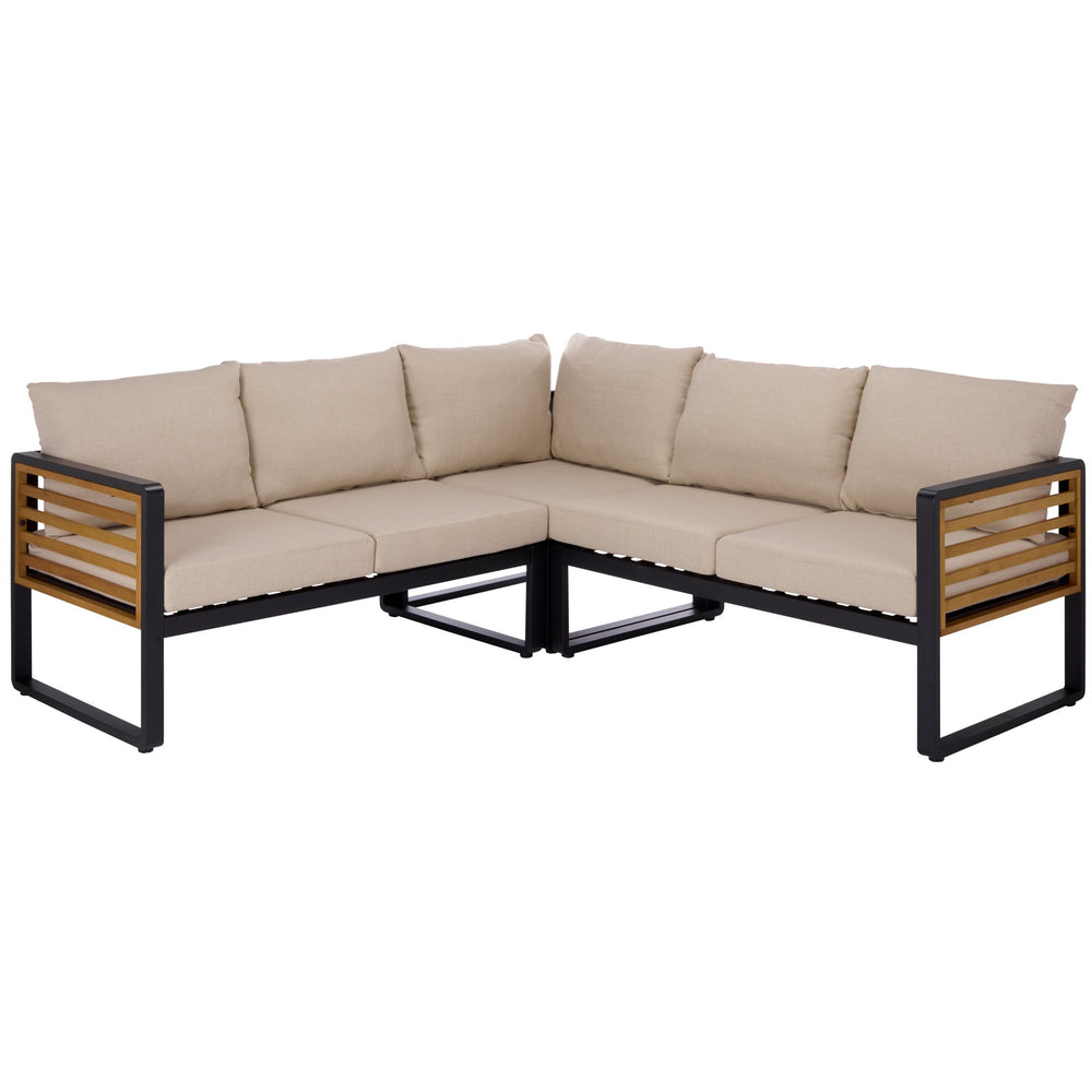 Safavieh Baker Corner Set - Stylish Black & Taupe Outdoor Seating With Durable Steel & Acacia For Relaxation Black ,Taupe  Pat7757a-2bx