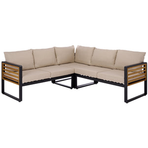 Safavieh Baker Corner Set - Stylish Black & Taupe Outdoor Seating With Durable Steel & Acacia For Relaxation Black ,Taupe  Pat7757a-2bx