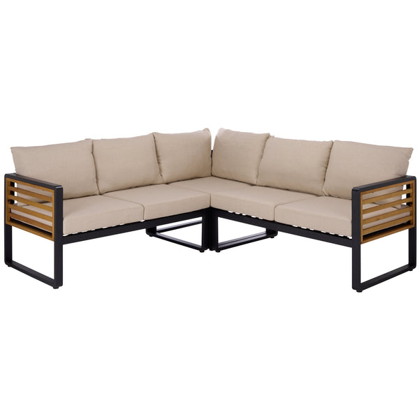 Safavieh Baker Corner Set - Stylish Black & Taupe Outdoor Seating With Durable Steel & Acacia For Relaxation Black ,Taupe  Pat7757a-2bx