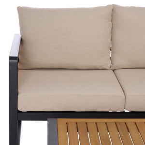 Safavieh Baker Corner Set - Stylish Black & Taupe Outdoor Seating With Durable Steel & Acacia For Relaxation Black ,Taupe  Pat7757a-2bx