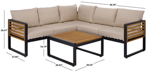 Safavieh Baker Corner Set - Stylish Black & Taupe Outdoor Seating With Durable Steel & Acacia For Relaxation Black ,Taupe  Pat7757a-2bx