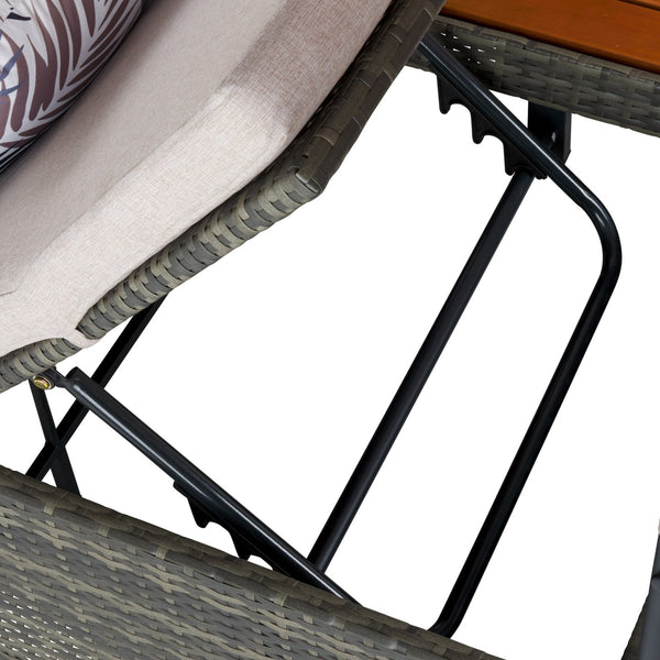 Safavieh Adora Double Daybed - Stylish Grey Brown & Taupe Outdoor Furniture For Ultimate Comfort & Relaxation Grey Brown ,Taupe Pe Rattan,Steel,Acacia,Fabric,Foam Pat7758a