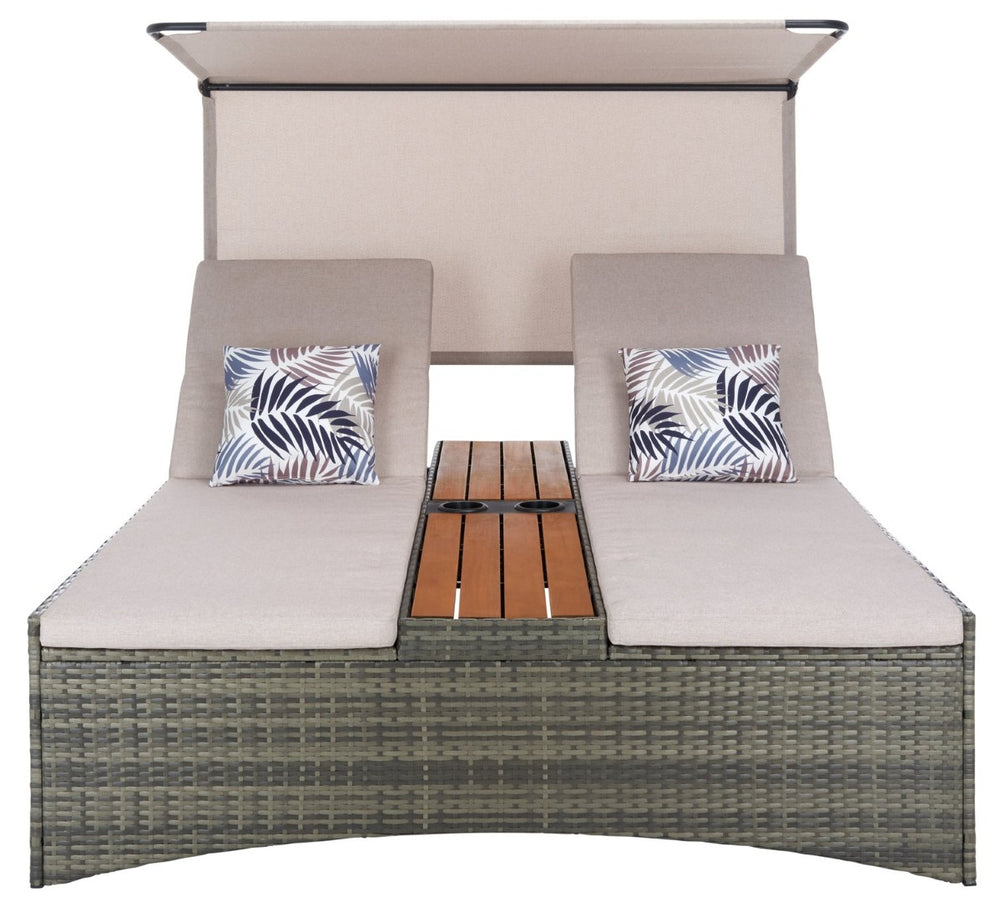 Safavieh ADORA Double Daybed in Grey-Brown/Taupe - Stylish, Durable Outdoor Seating for Perfect Relaxation PAT7758A