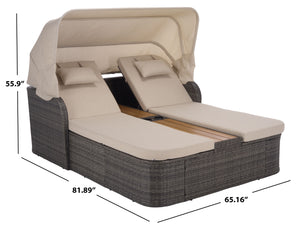 Safavieh Victoria Double Daybed - Stylish Grey Brown & Taupe Outdoor Lounger For Ultimate Relaxation & Comfort Grey Brown ,Taupe  Pat7759a-2bx