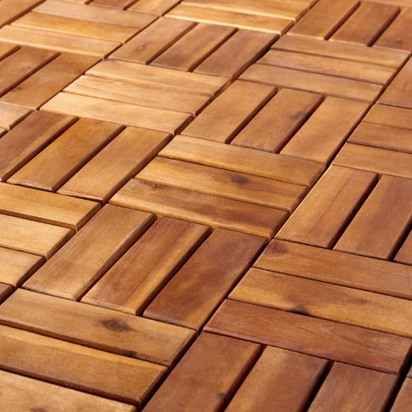 Safavieh HANOI 12 Slat Wooden Floor Tile - 10 Interlocking Natural Wood Tiles for Outdoor Spaces & Patios PAT7900A