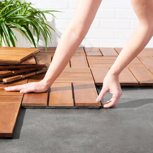 Safavieh MANILA 3-Slat Wooden Floor Tiles - Easy Installation, Natural Finish for Stylish Outdoor Spaces! PAT7903A