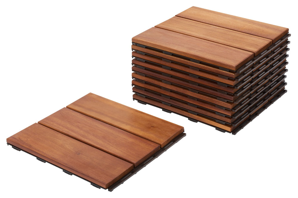 Safavieh MANILA 3-Slat Wooden Floor Tiles - Easy Installation, Natural Finish for Stylish Outdoor Spaces! PAT7903A