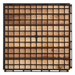 Safavieh PHUKET 4-Slat Wooden Floor Tiles - Natural Finish, Interlocking Design for Outdoor Spaces - 10 Pack PAT7904A