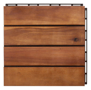 Safavieh PHUKET 4-Slat Wooden Floor Tiles - Natural Finish, Interlocking Design for Outdoor Spaces - 10 Pack PAT7904A