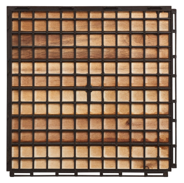 Safavieh OSAKA 6-Slat Wooden Floor Tiles - Stylish Natural Wood for Patios & Decks - 10 Interlocking Tiles PAT7906A