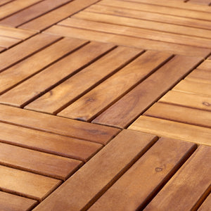 Safavieh OSAKA 6-Slat Wooden Floor Tiles - Stylish Natural Wood for Patios & Decks - 10 Interlocking Tiles PAT7906A