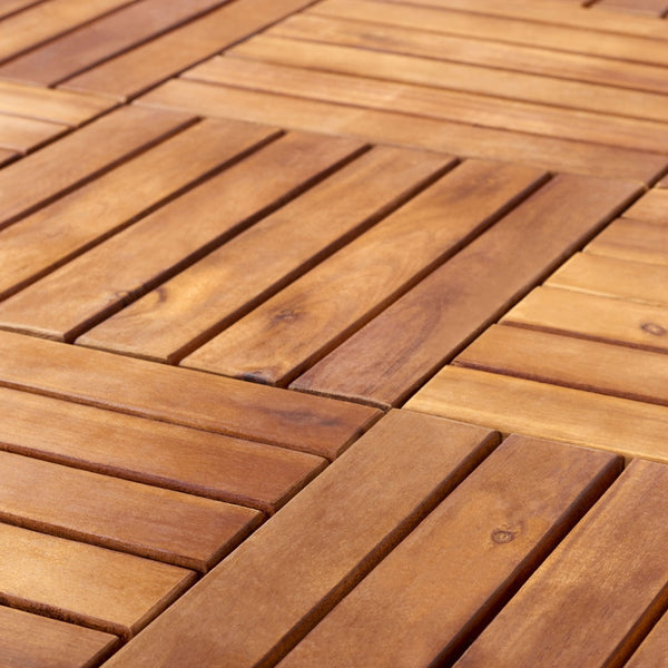 Safavieh OSAKA 6-Slat Wooden Floor Tiles - Stylish Natural Wood for Patios & Decks - 10 Interlocking Tiles PAT7906A