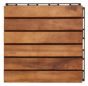 Safavieh OSAKA 6-Slat Wooden Floor Tiles - Stylish Natural Wood for Patios & Decks - 10 Interlocking Tiles PAT7906A