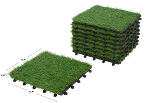 Safavieh PAJU Grass Floor Tiles - Interlocking Green Patios & Decks, Quick Install, Durable & Low-Maintenance PAT7910A