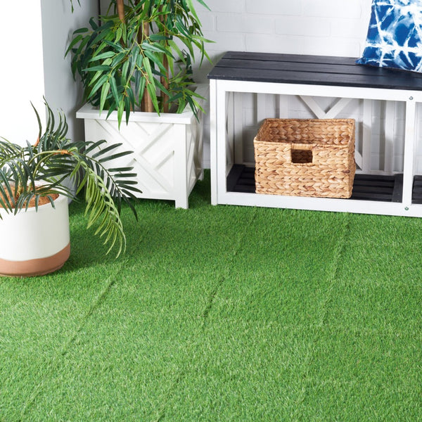 Safavieh PAJU Grass Floor Tiles - Interlocking Green Patios & Decks, Quick Install, Durable & Low-Maintenance PAT7910A