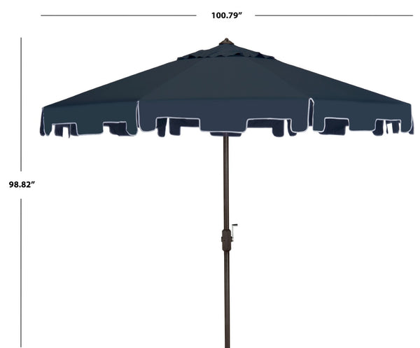Safavieh ZIMMERMAN 9 FT Market Umbrella - Elegant Outdoor Shade with Stylish Canopy & Durable Frame Navy PAT8000A