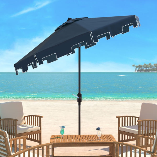 Safavieh ZIMMERMAN 9 FT Market Umbrella - Elegant Outdoor Shade with Stylish Canopy & Durable Frame Navy PAT8000A